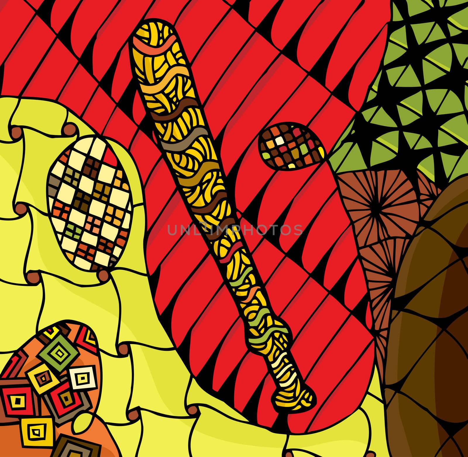 Detailed pattern of shapes and zig-zags around a baseball bat