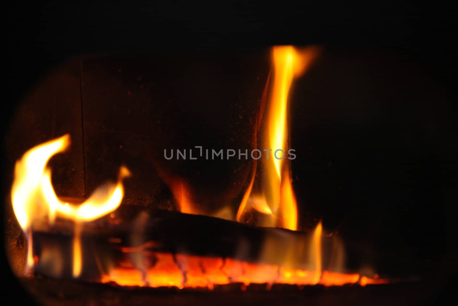 wood log in a fire place