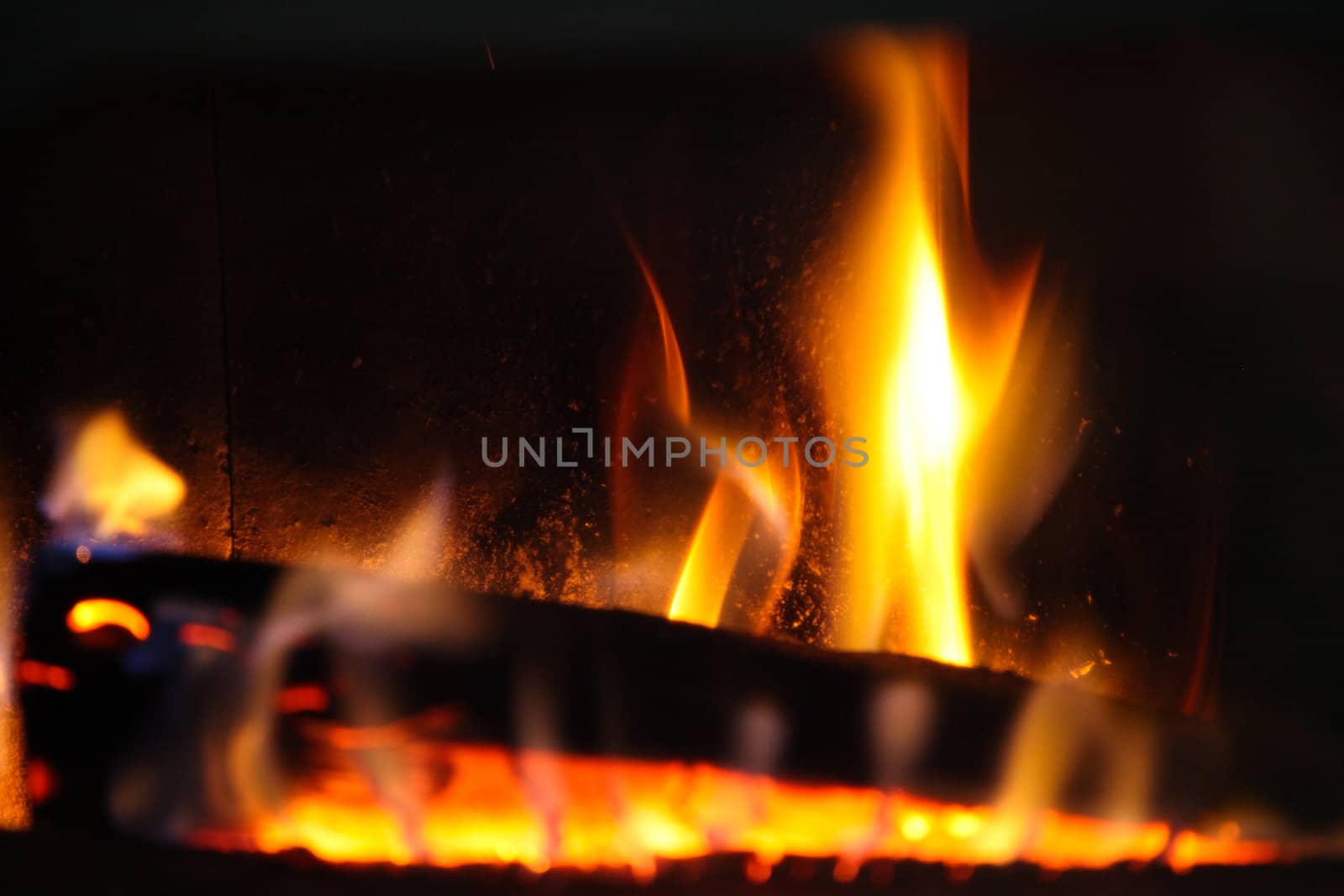 wood log in a fire place