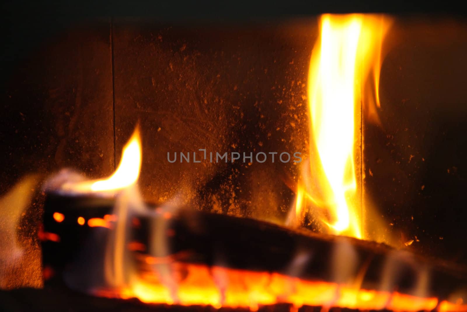 wood log in a fire place