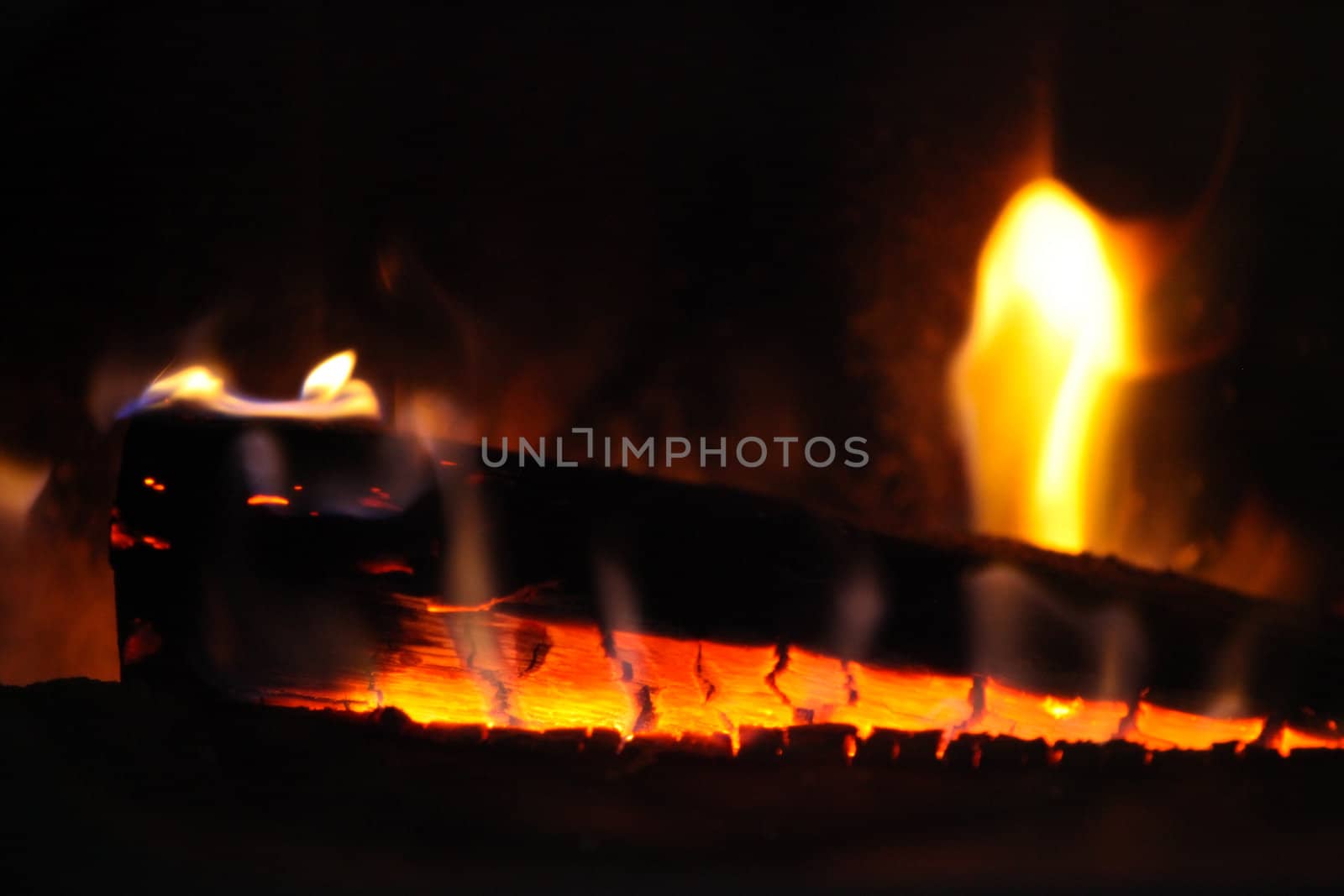 wood log in a fire place