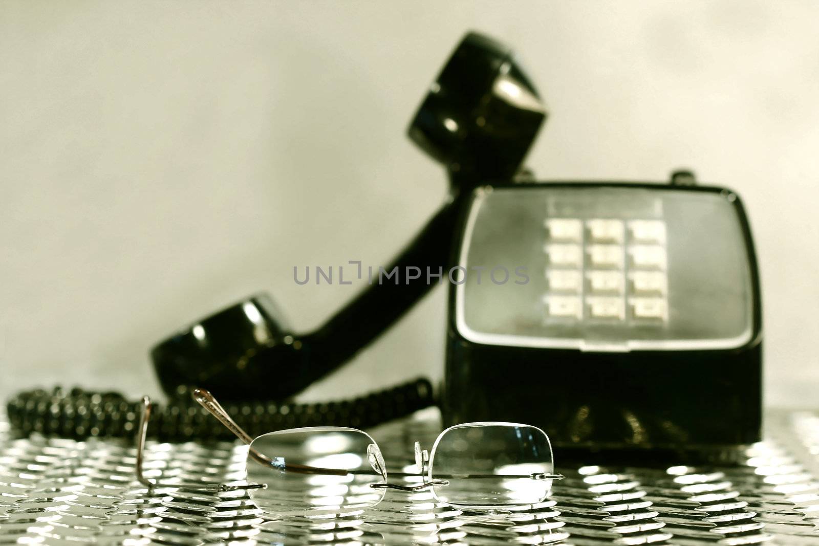 Black vintage telephone  by Sandralise