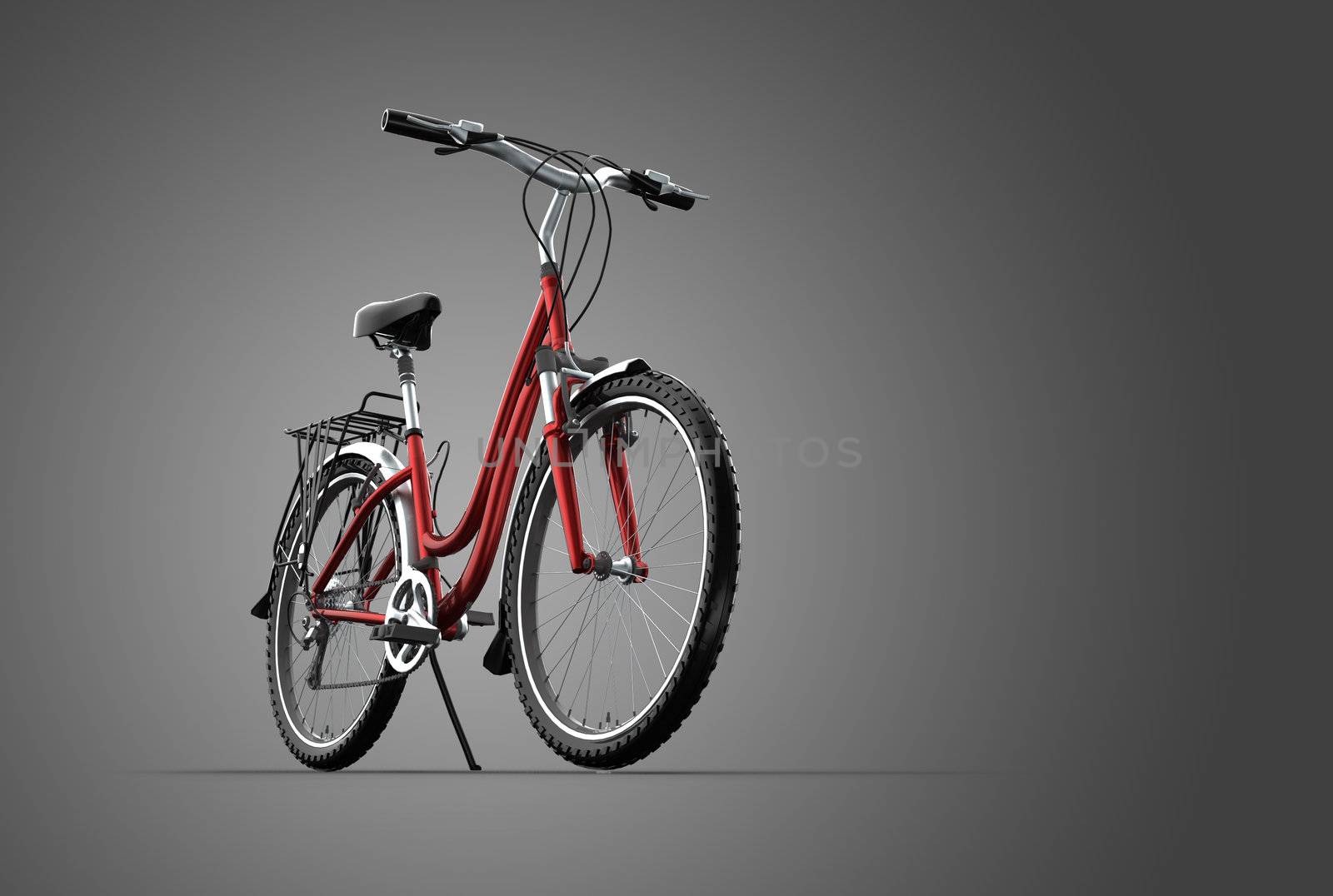 A 3D mountain bike on grey background