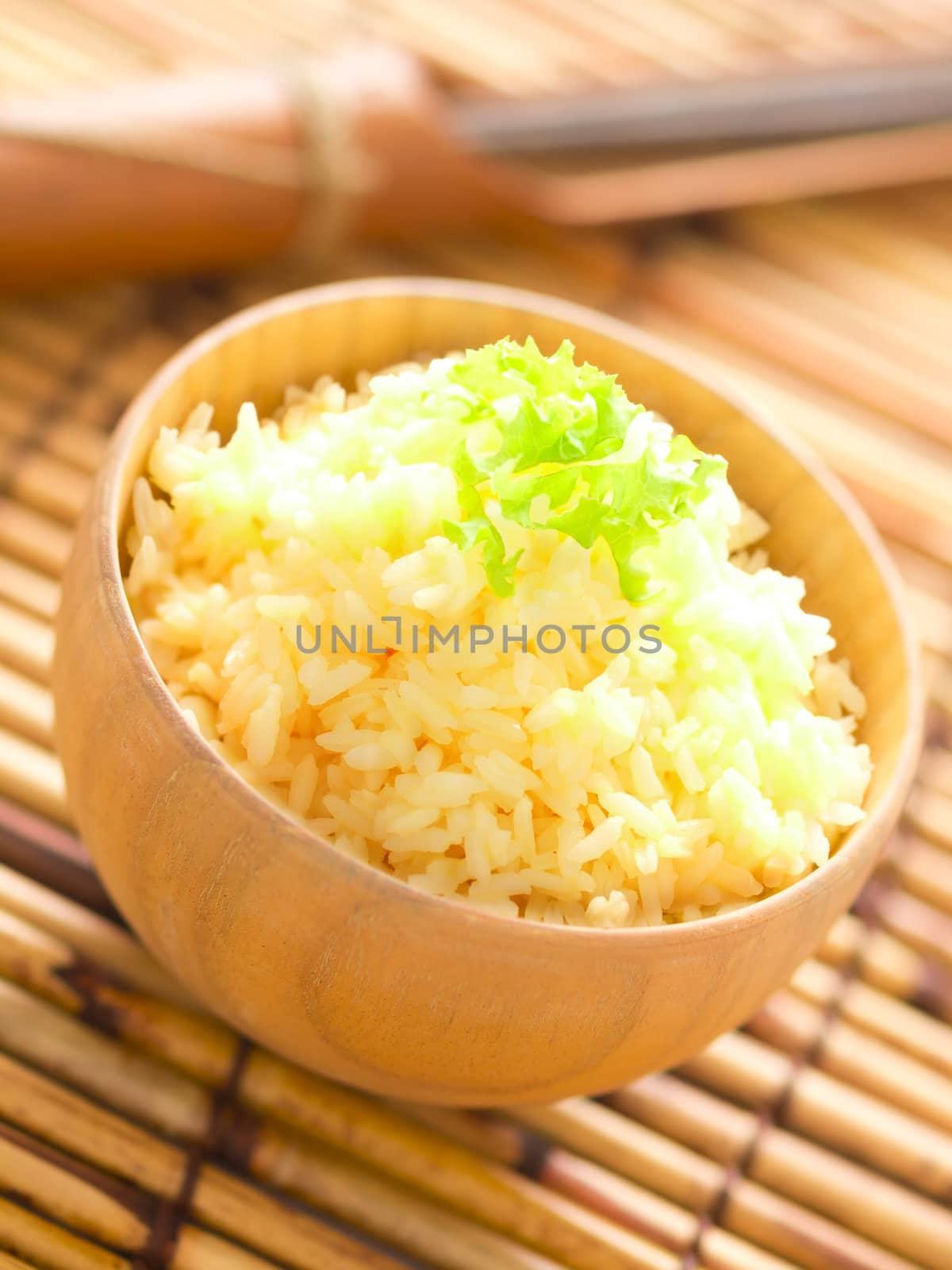 close up of a bowl of raw egg rice