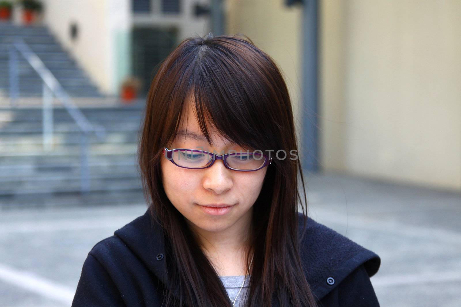 Asian sad girl thinking by kawing921