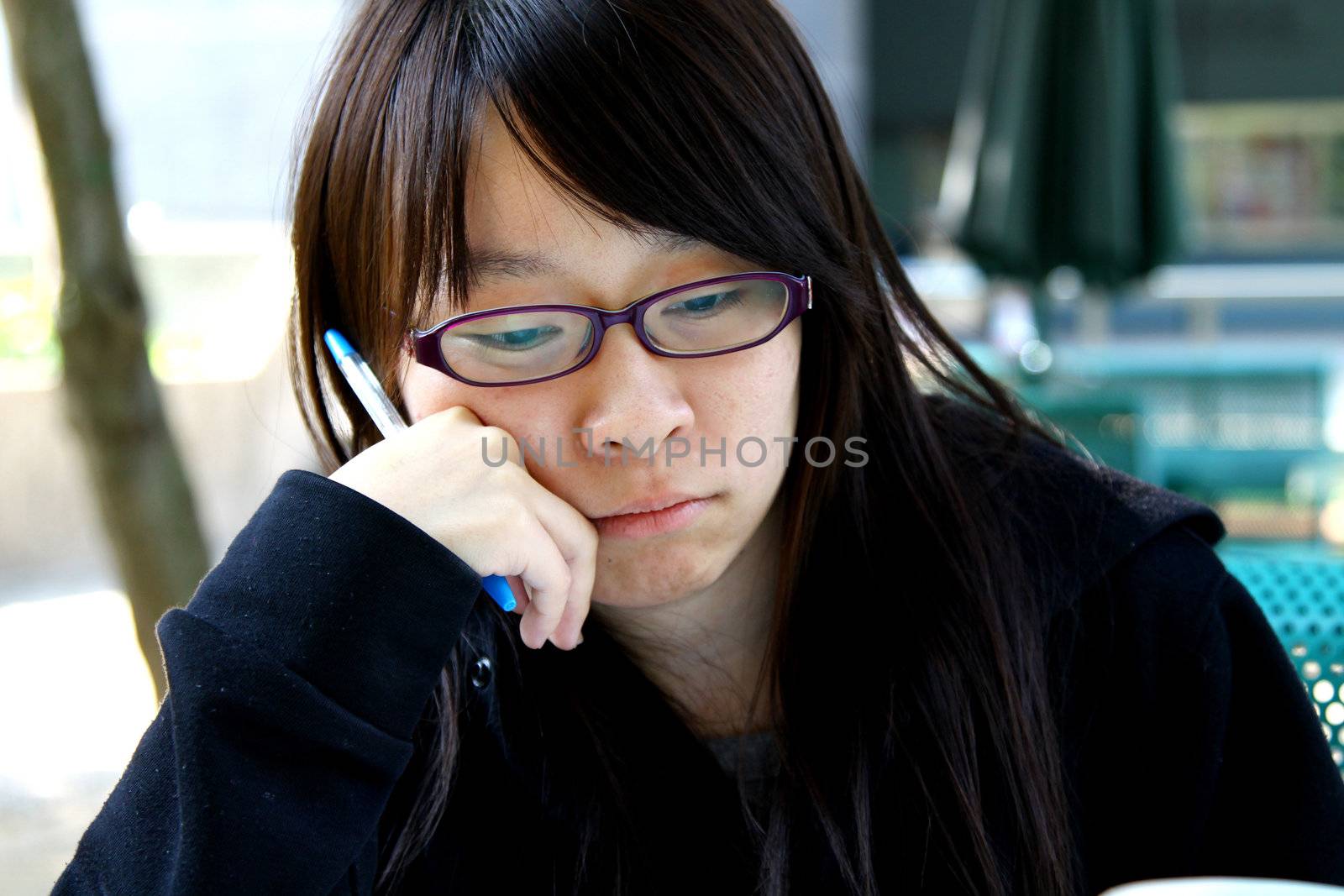 Asian girl thinking by kawing921