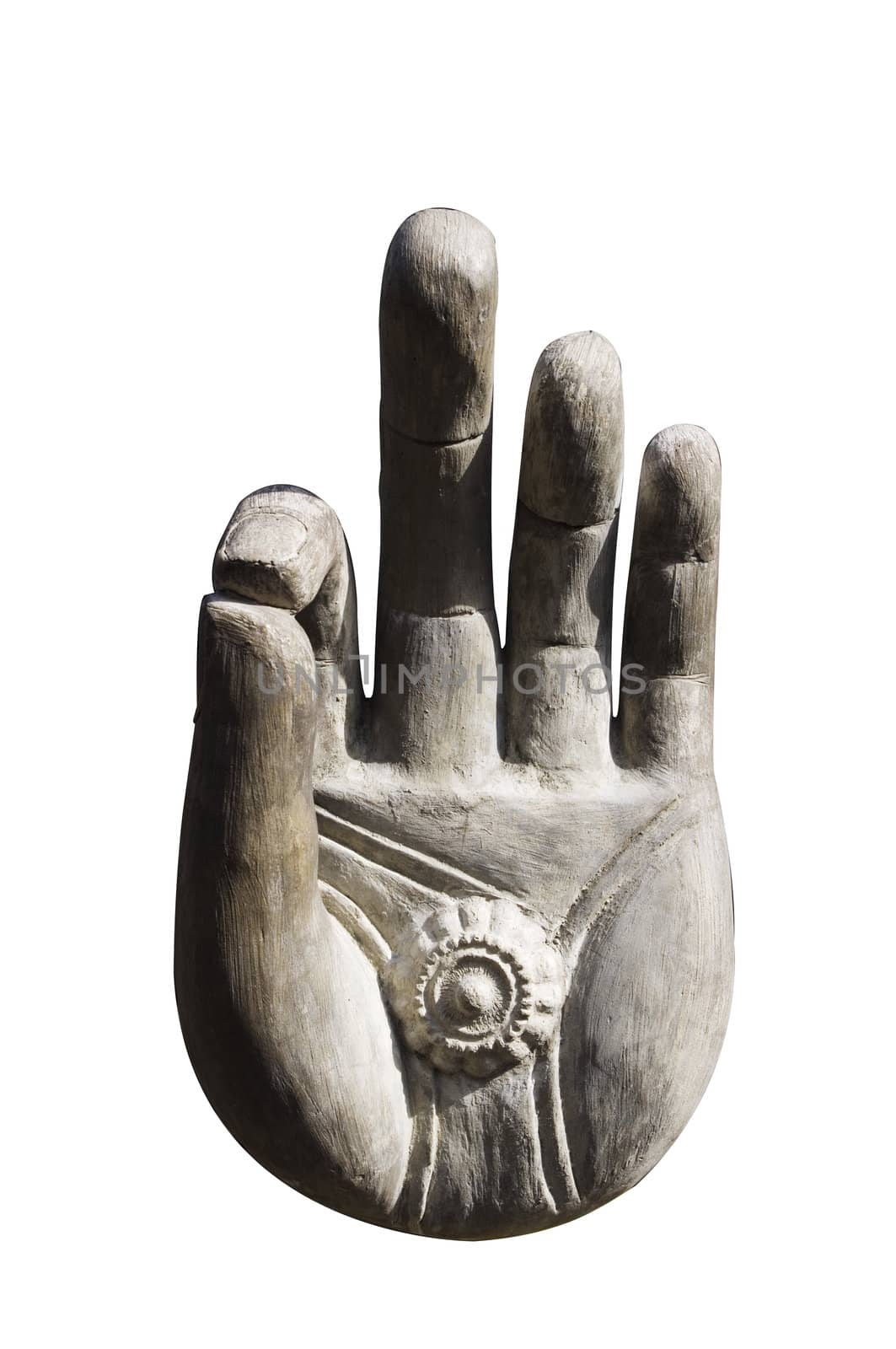 isolated Buddha hand, religion symbol or as an 'okay' sign.