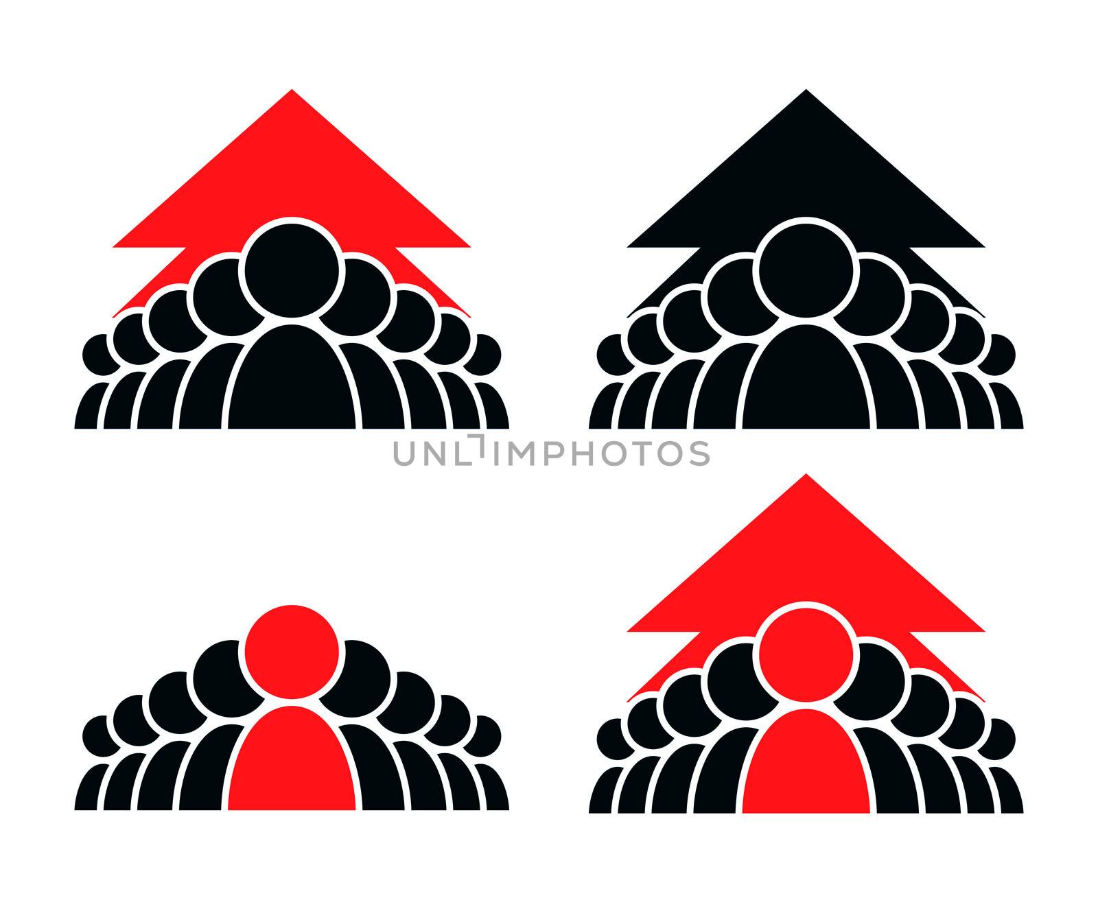 Concept team. Stylized group of people and arrow. Vector eps 8