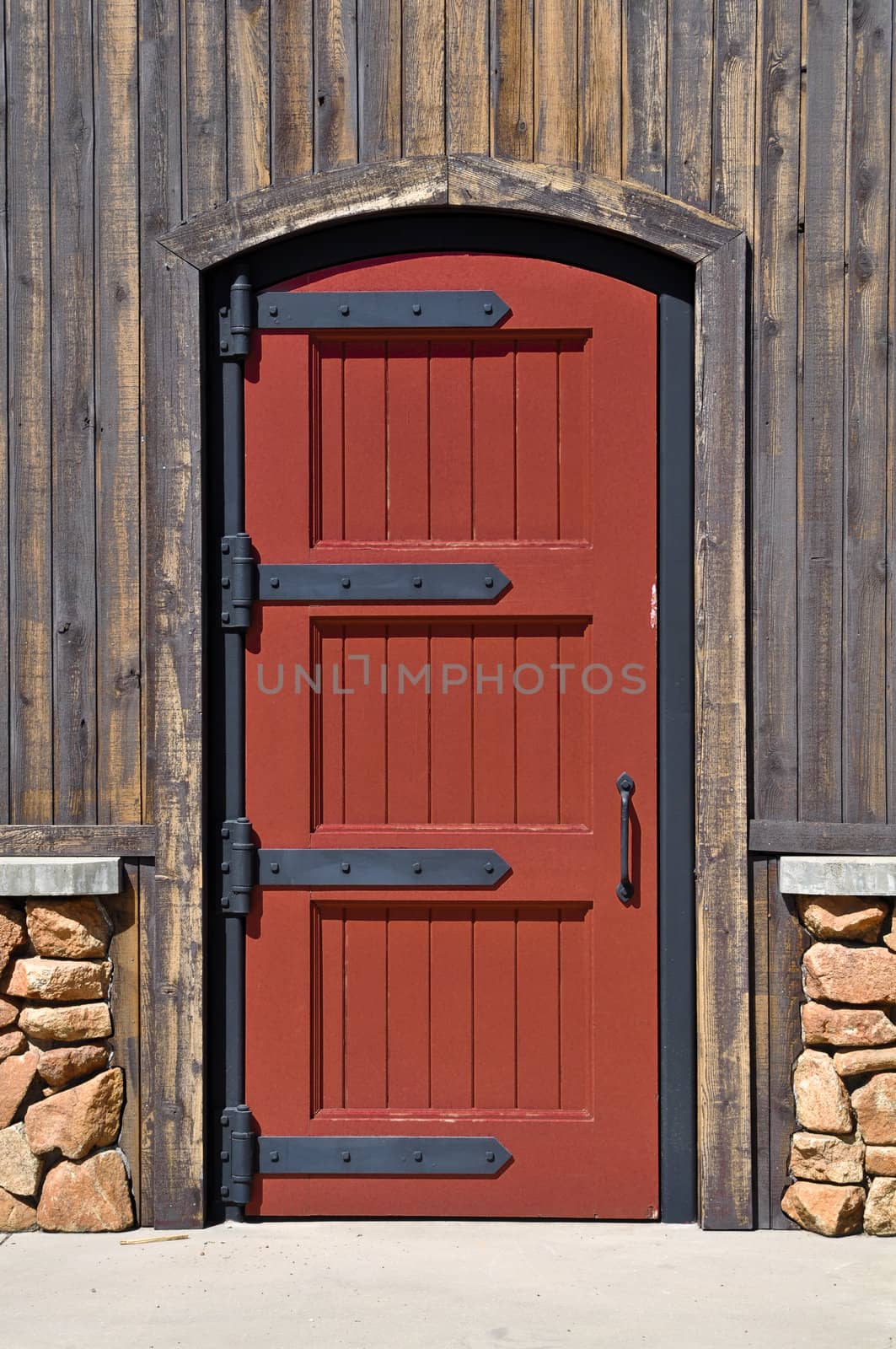 Red Wood Door on Wall of House