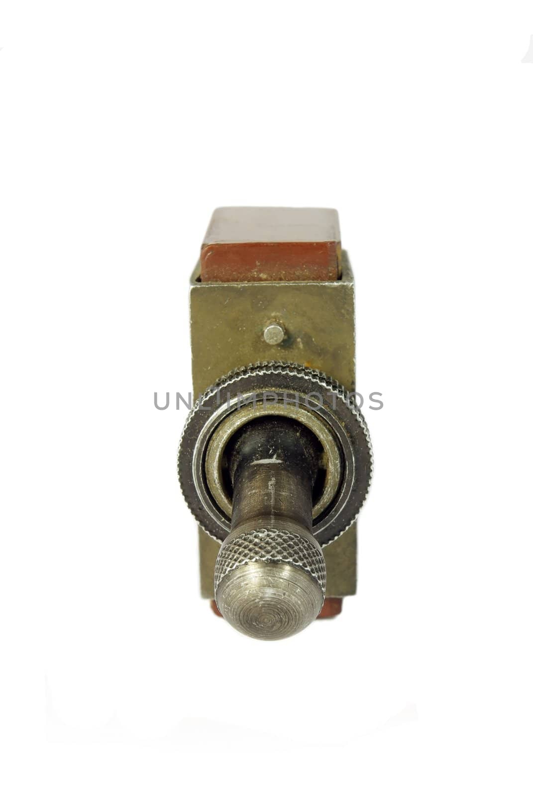Old sovjet military toggle switch isolated on white backgrounde