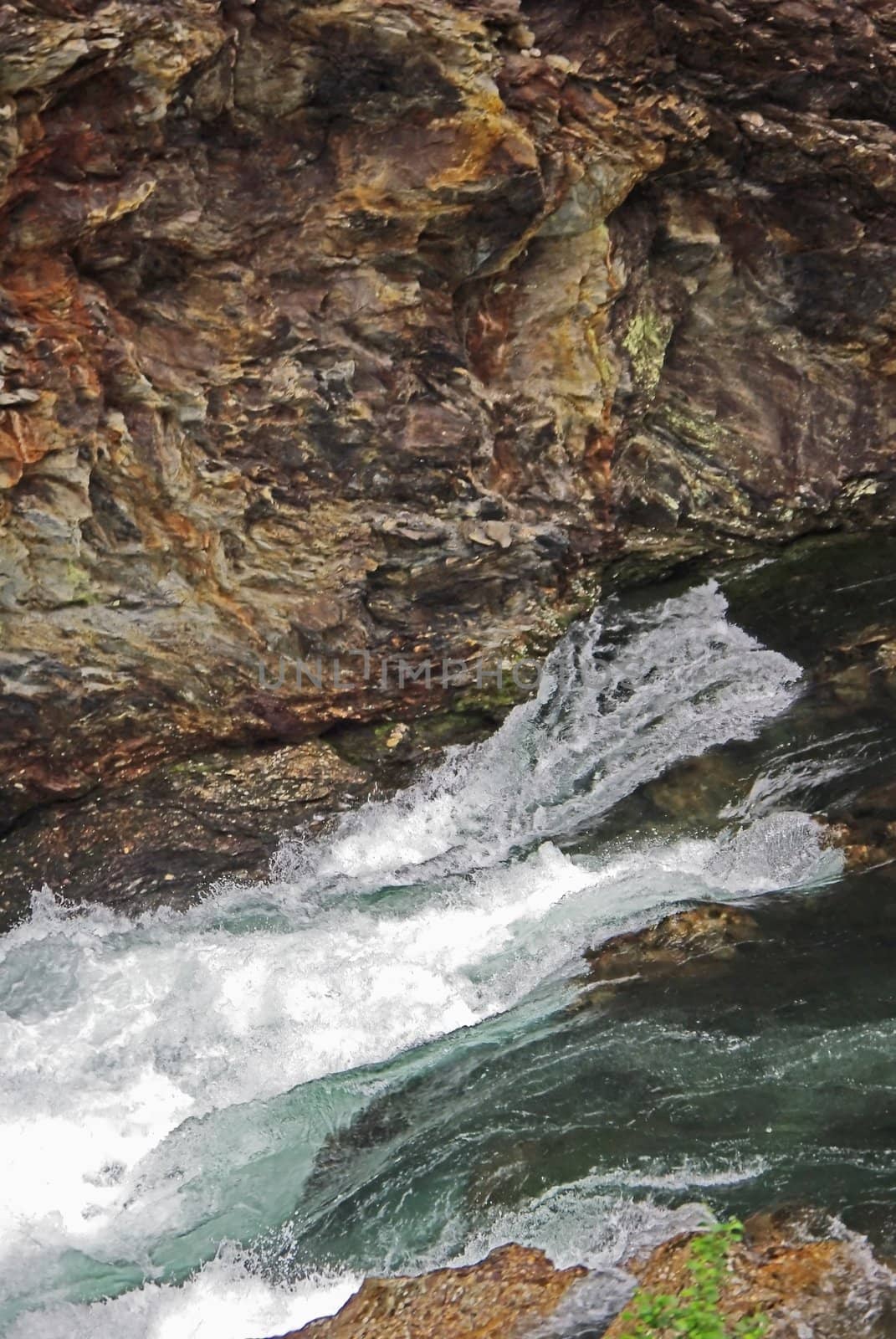 Mountain river in Norway, view from Flomsban railway