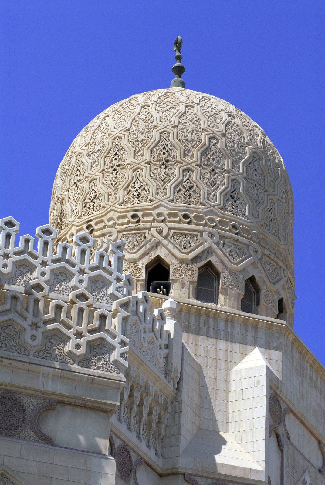 cupola of mosque in Alexandria city in Egypt