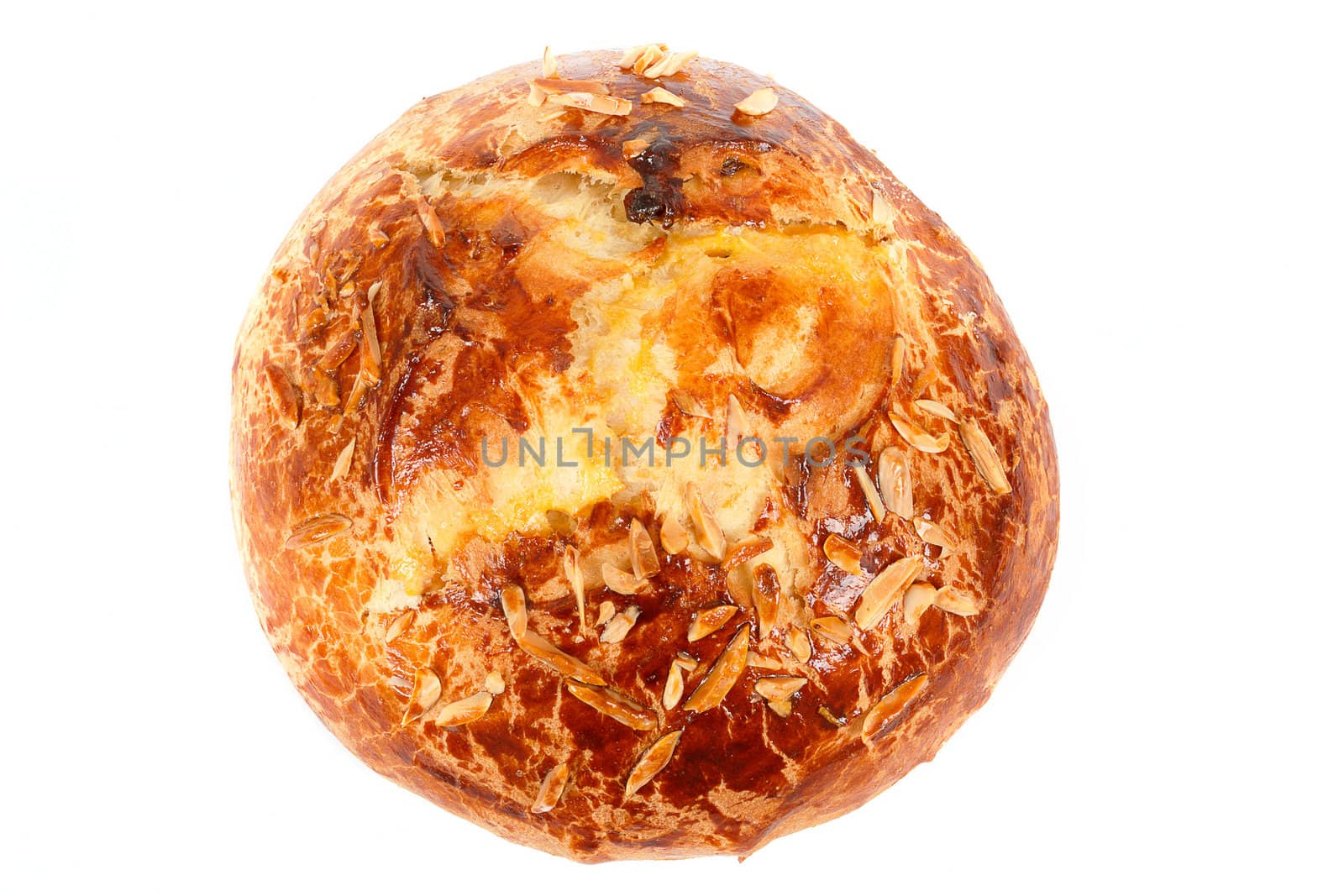 Typical homemade czech easter Cake With Almonds isolated on white