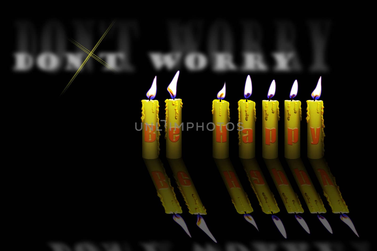 candles and words dont worry be happy  by akuli