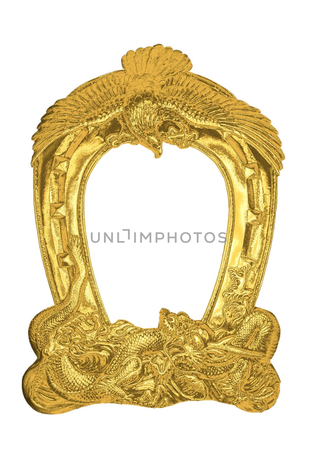golden old antique photo frame isolated on white