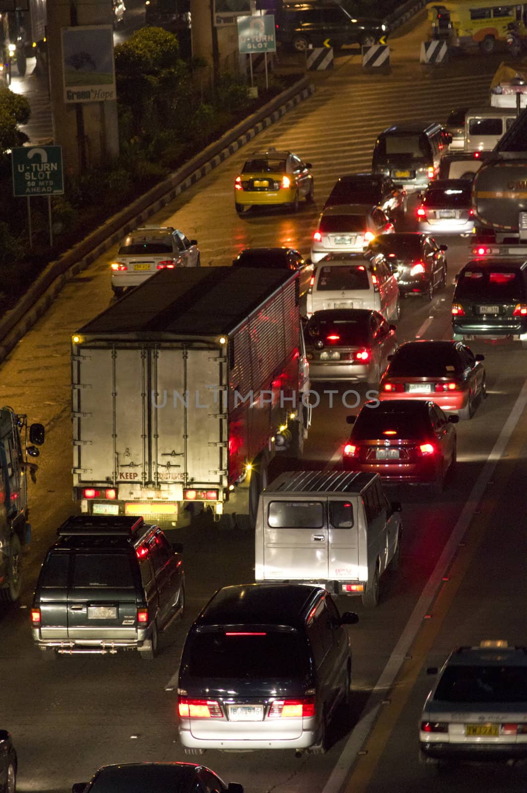 traffic jam at manila at night.