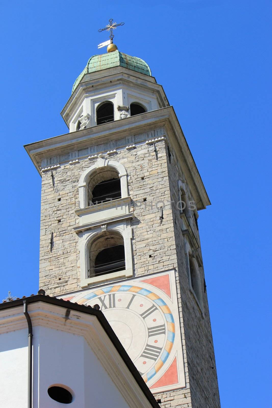 Bell tower of San Lorenzo Cathedral at Lugano, Ticino, Switzerland