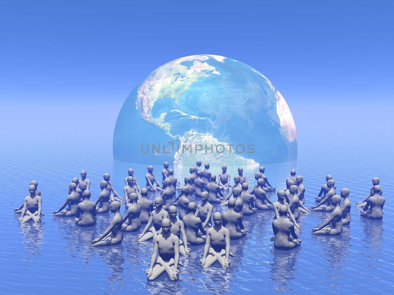 Meditation for earth - 3D render by Elenaphotos21