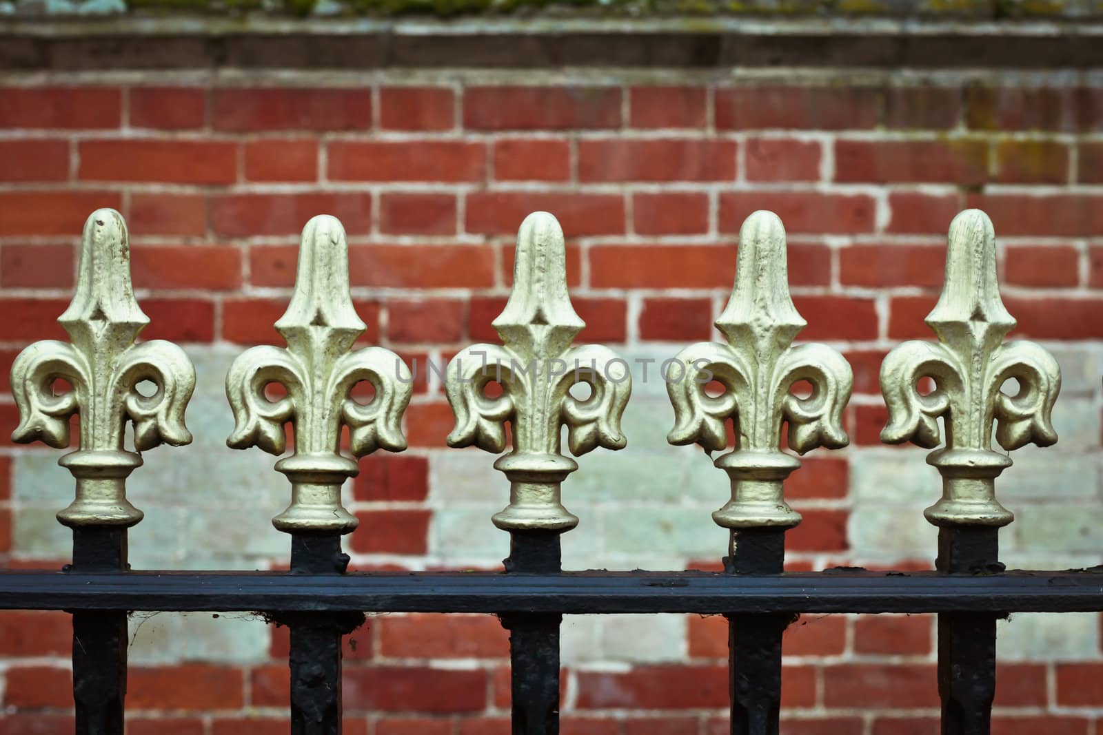 Traditional metal railings in front of a wall