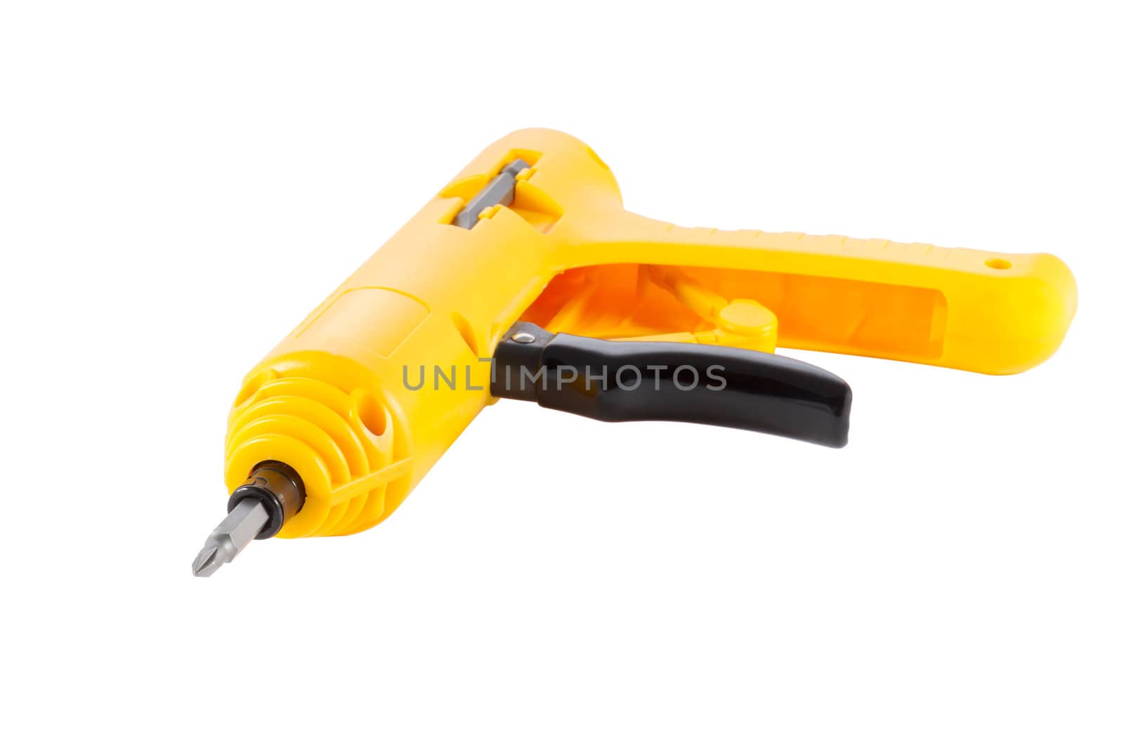 yellow screwdriver on a white background, isolated object