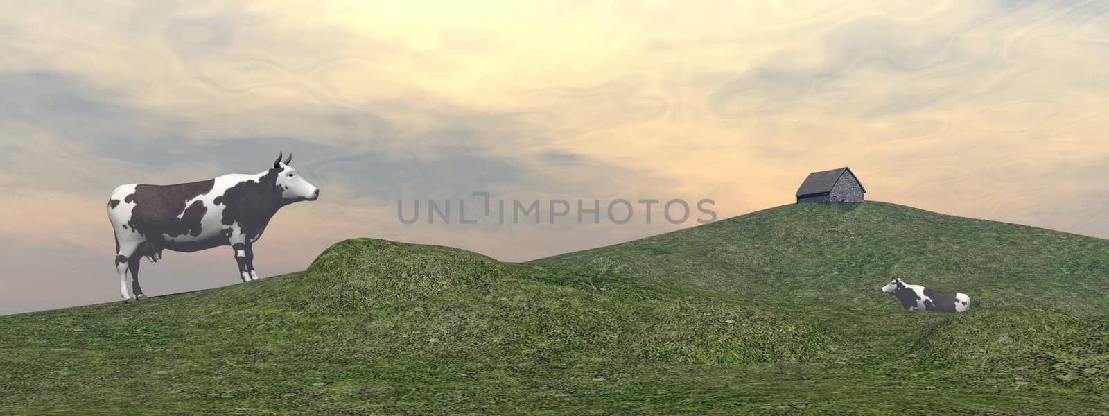 Cows in the mountain - 3D render by Elenaphotos21