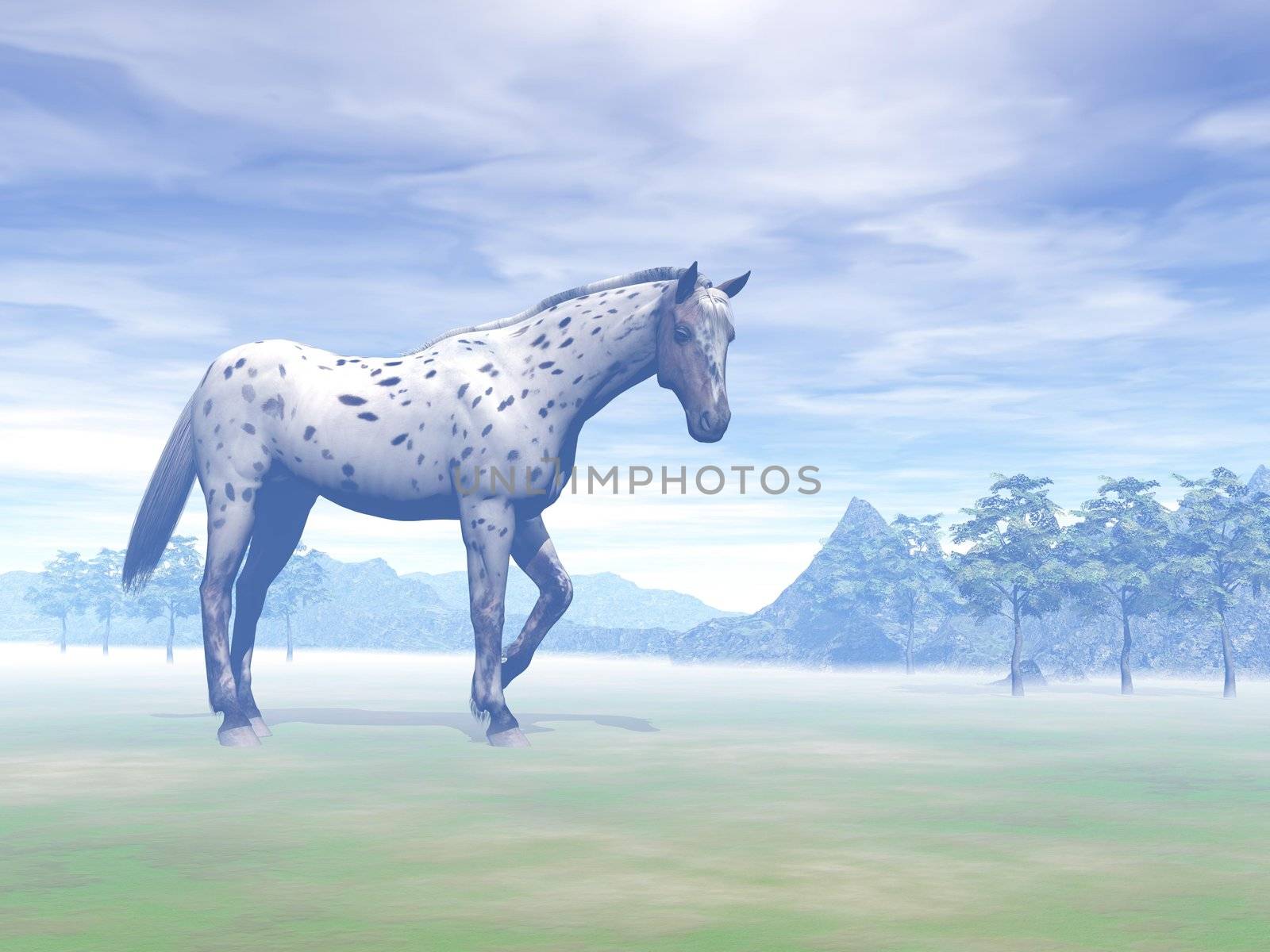 Leopard horse in nature - 3D render by Elenaphotos21