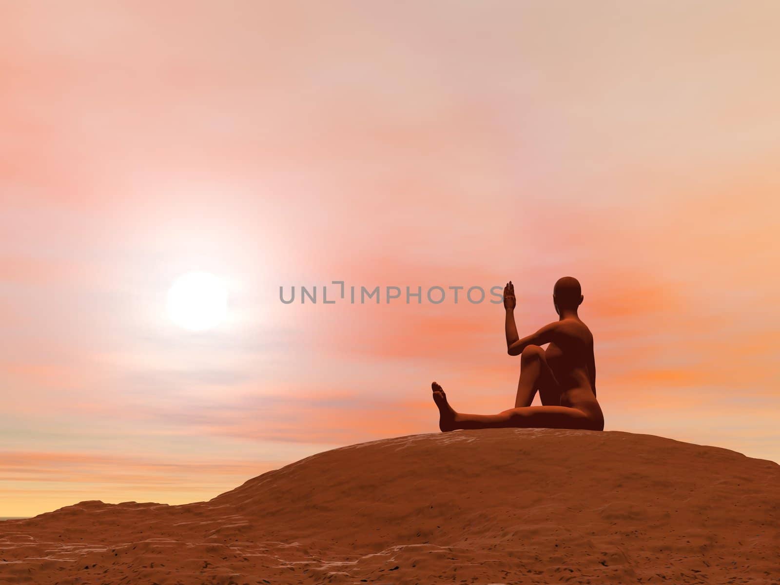 Young woman doing marichi's pose, marichyasana 3 while practicing yoga outside in front of sunset