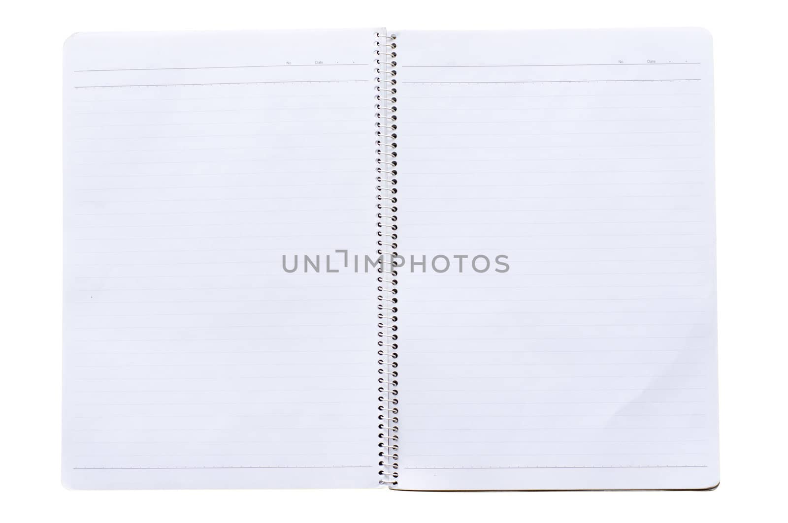 opened notebook with binder, isolated on white.
