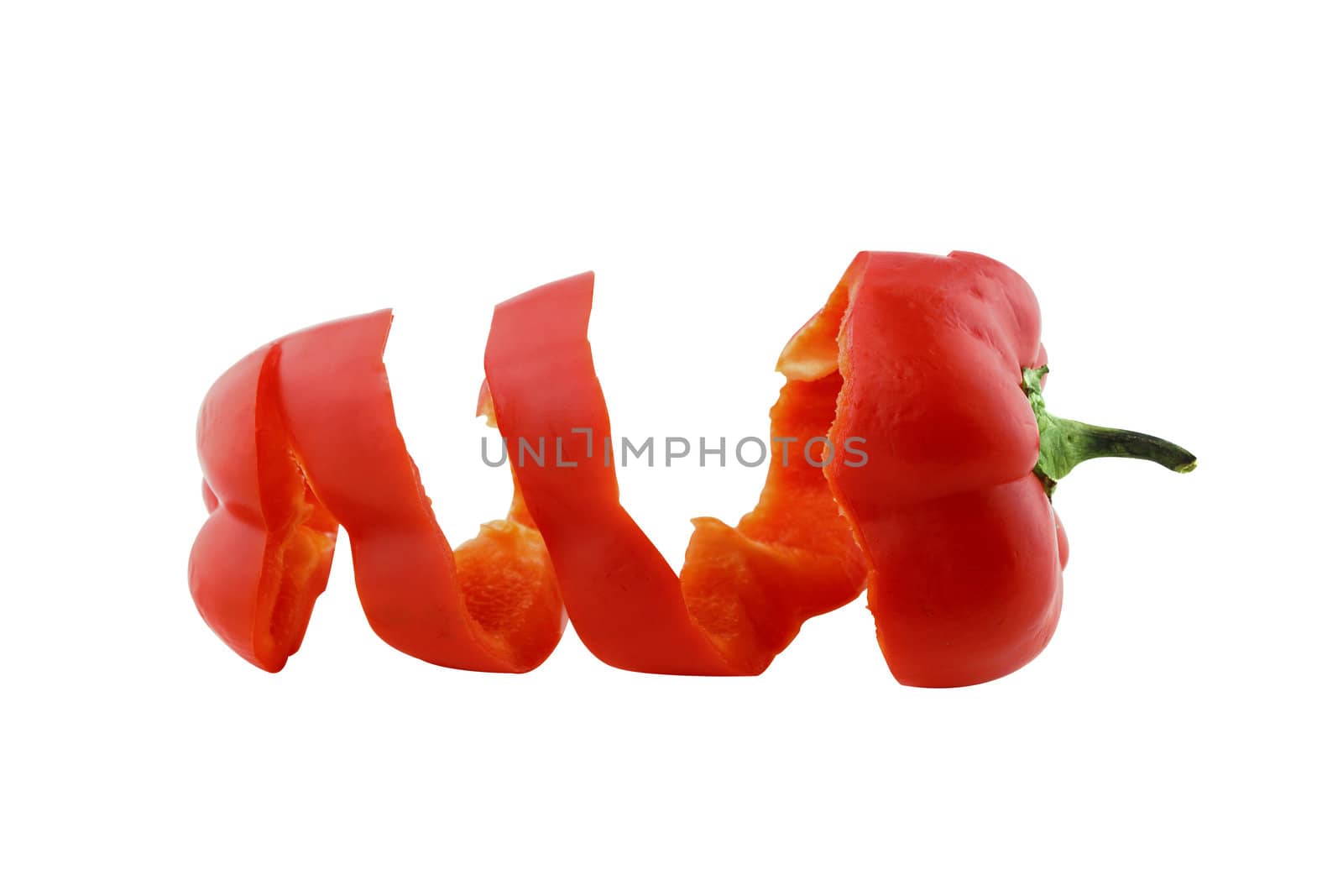 sweet bell pepper on white background with a clipping path