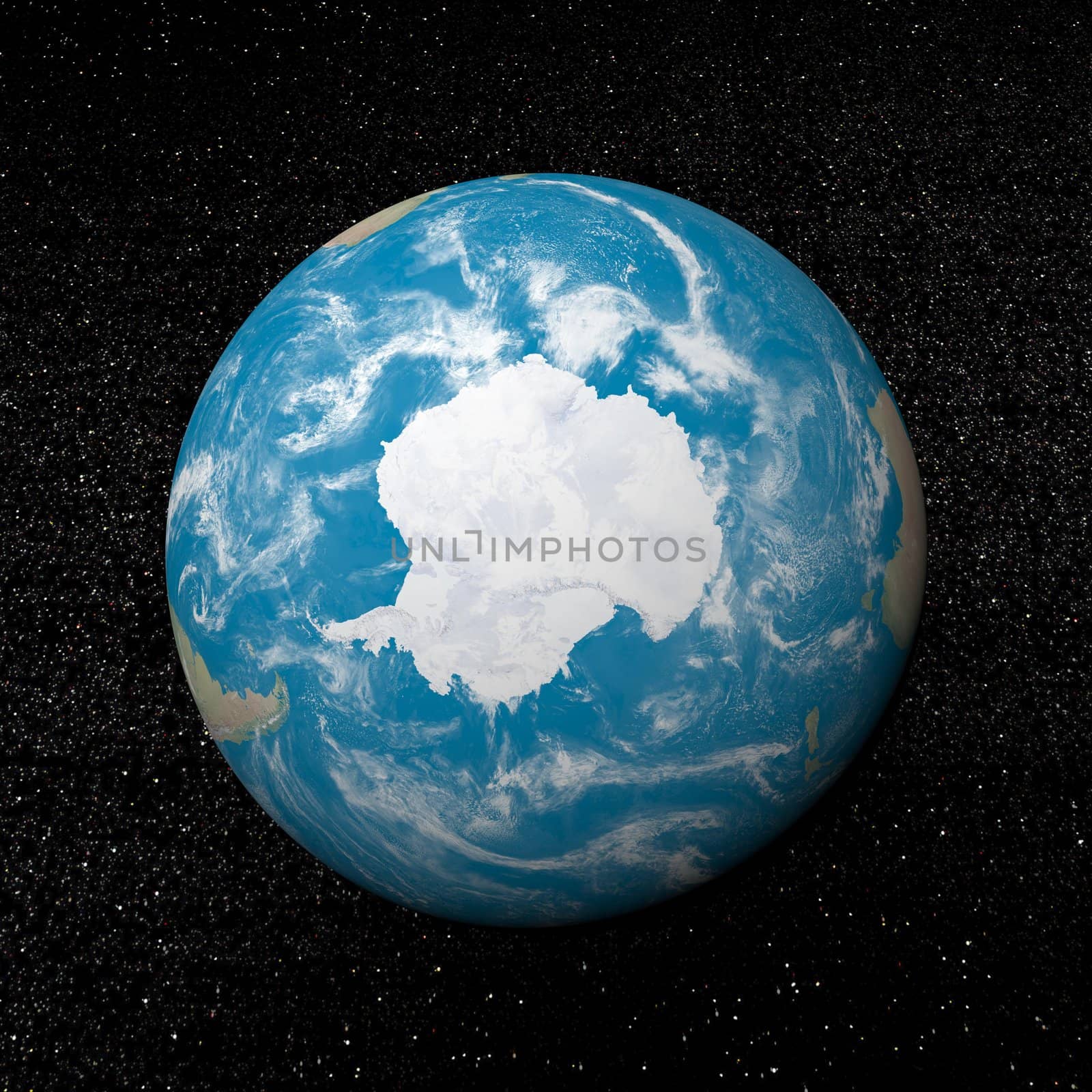 Antarctica on earth - 3D render by Elenaphotos21