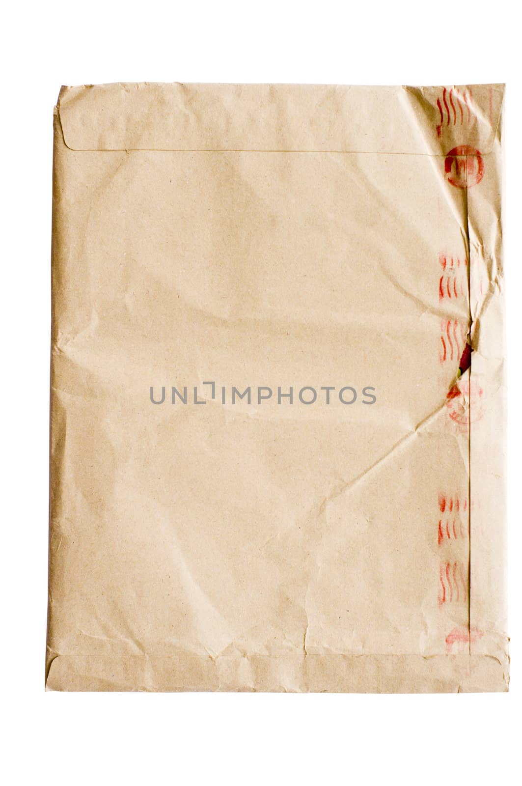 isolated crumpled envelope, with clipping path in jpg.