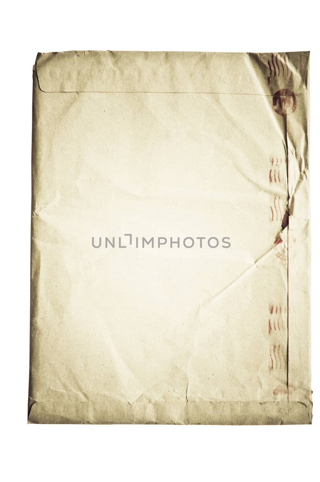 isolated crumpled envelope, with clipping path in jpg.