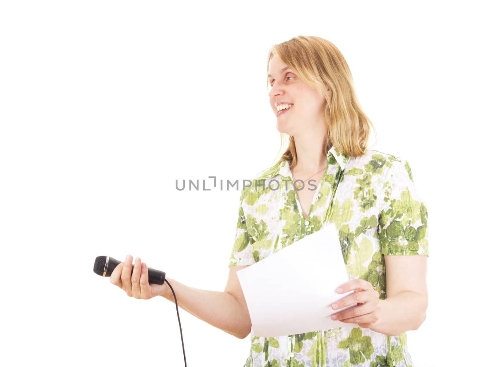 Beautiful woman interviewing somebody