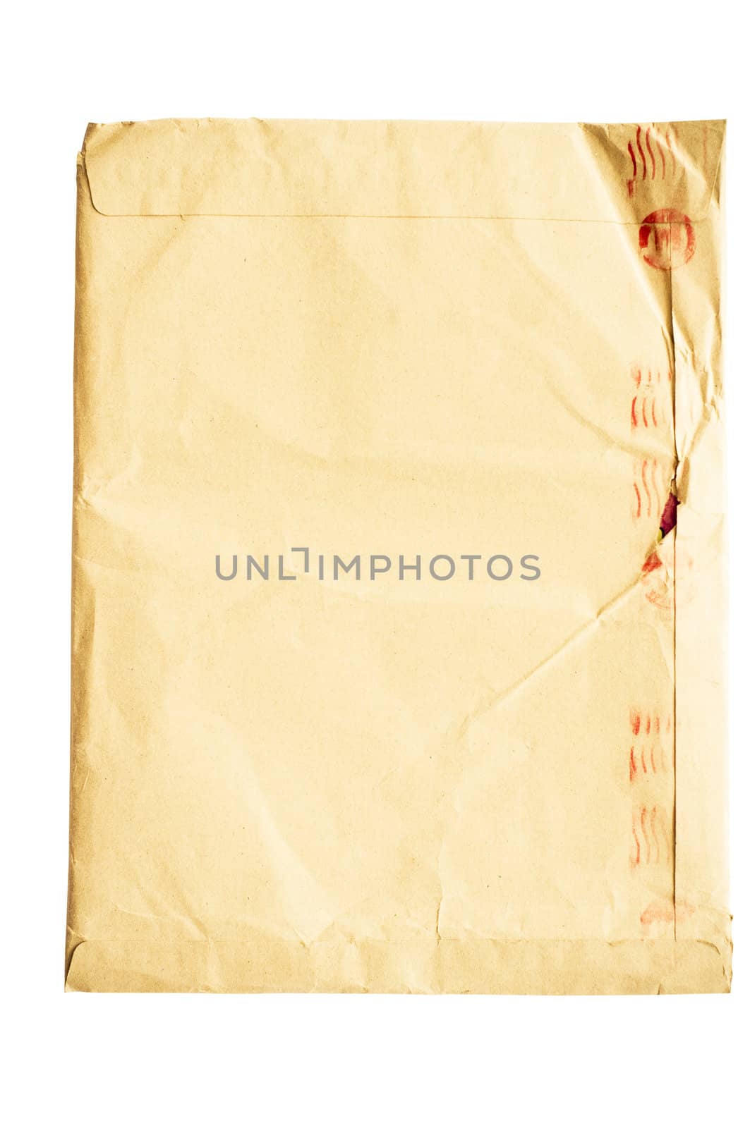 isolated crumpled envelope, with clipping path in jpg.