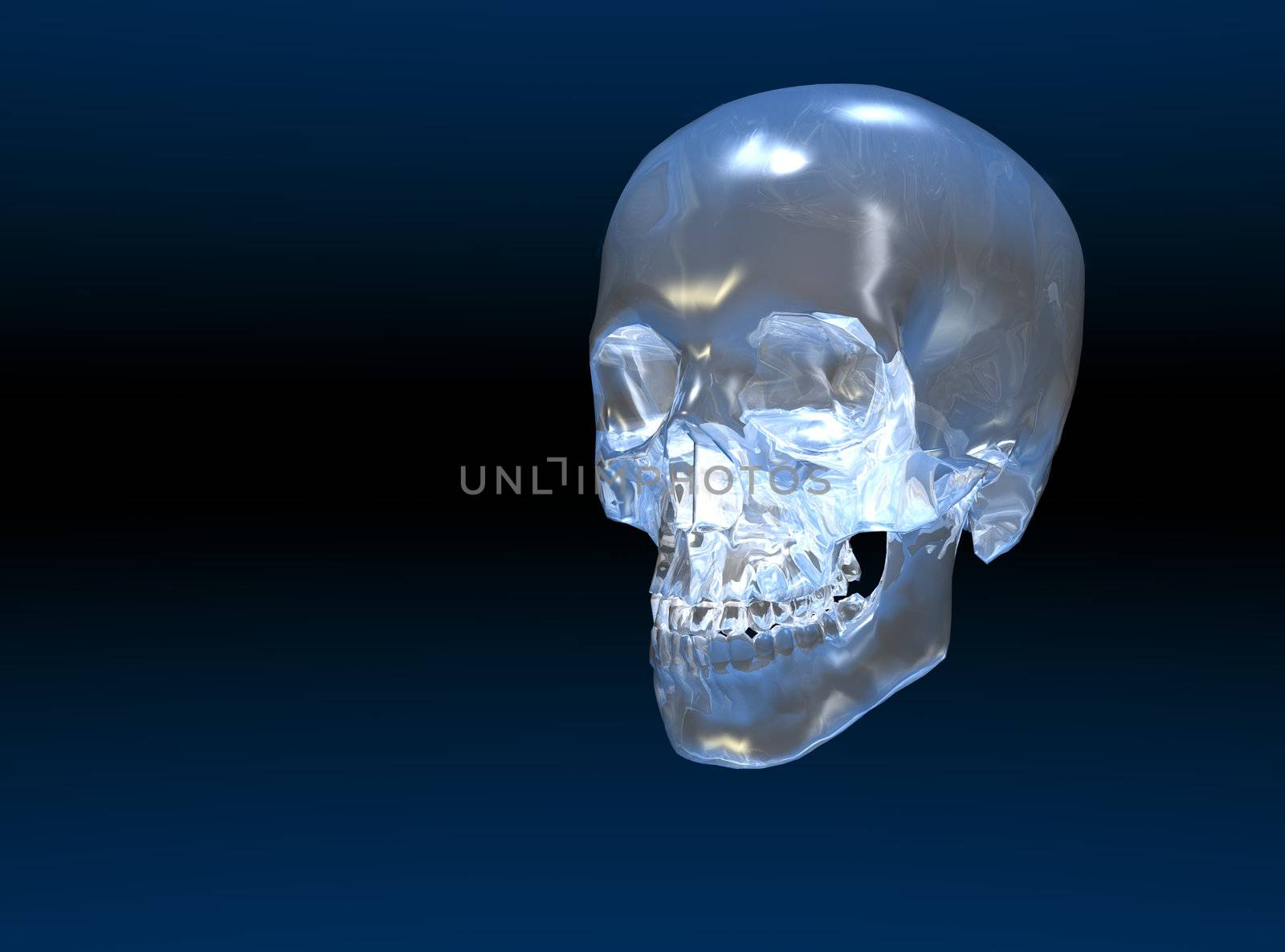 A crystal skull with copy space