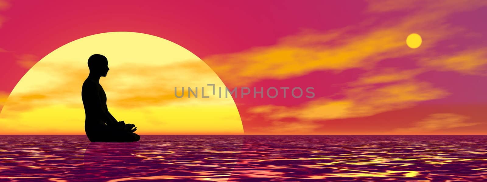 Meditation at sunset - 3D render by Elenaphotos21