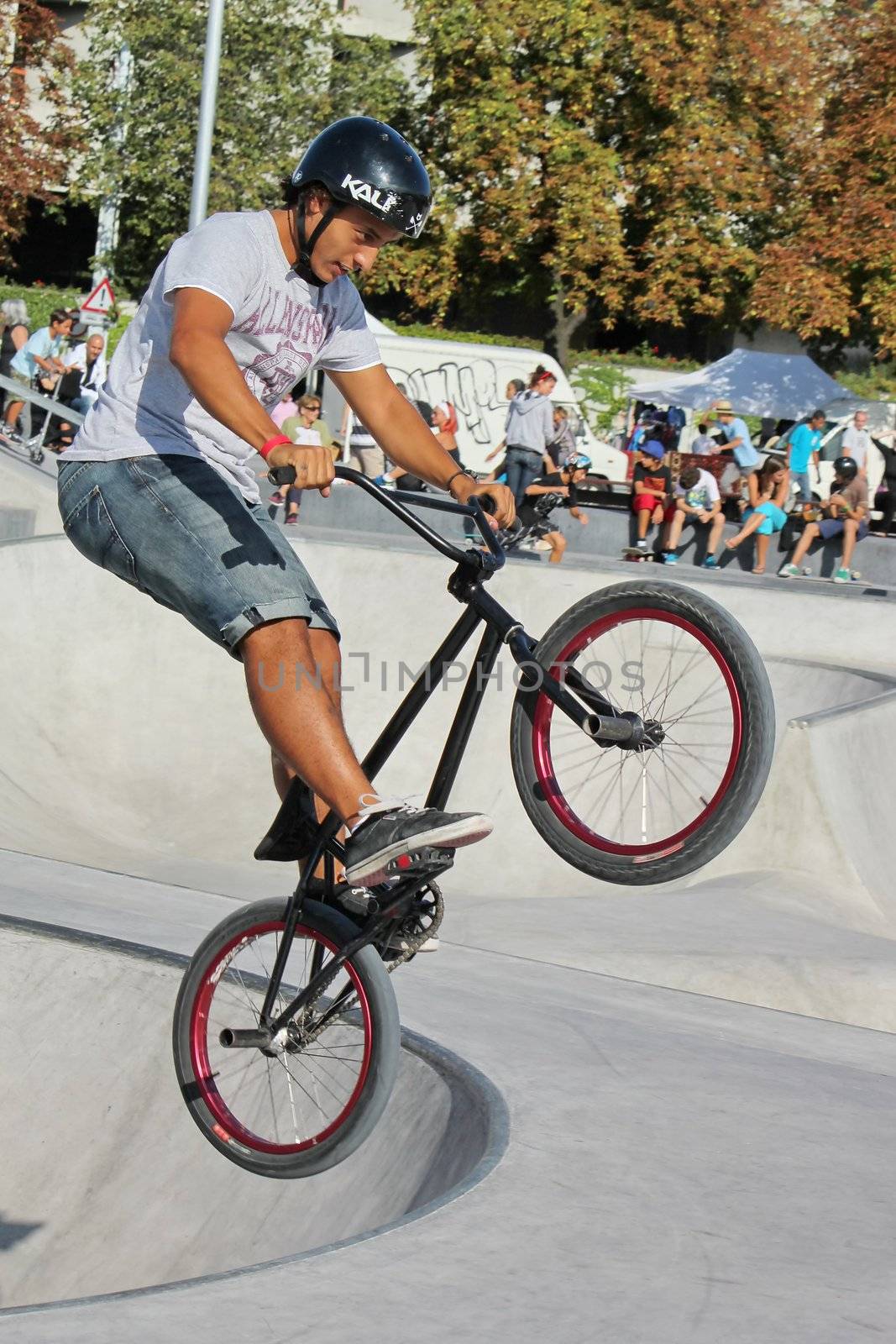 Biker at the brand new skate park, Geneva, Switzerland by Elenaphotos21