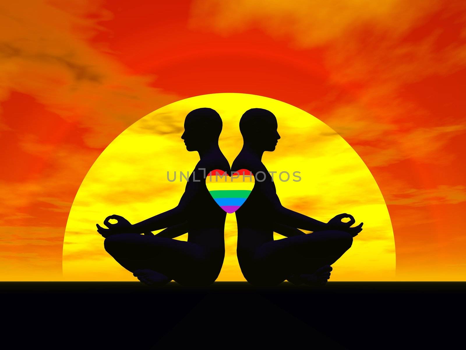 Gay yoga love - 3D render by Elenaphotos21