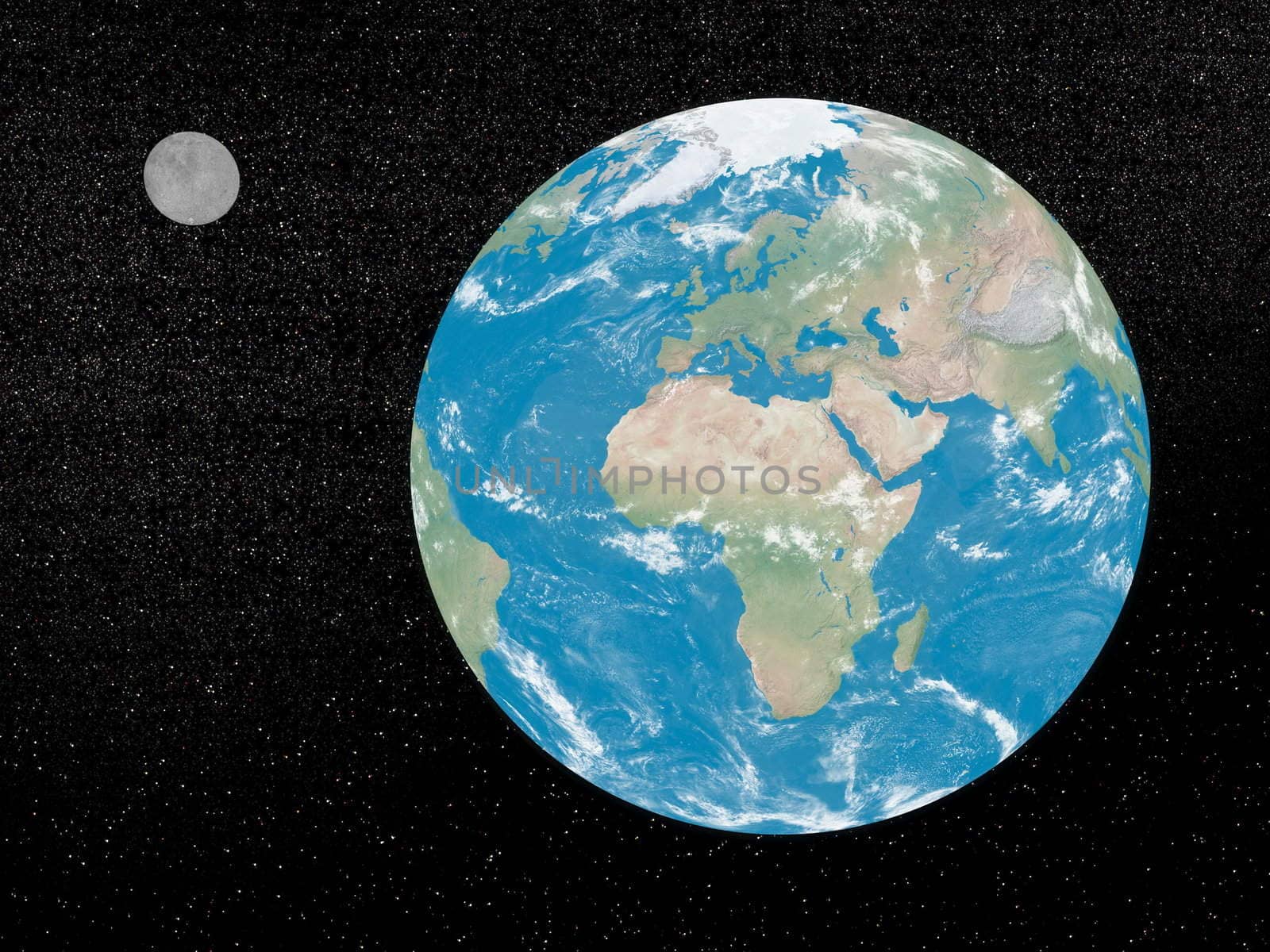 Earth and moon in the universe