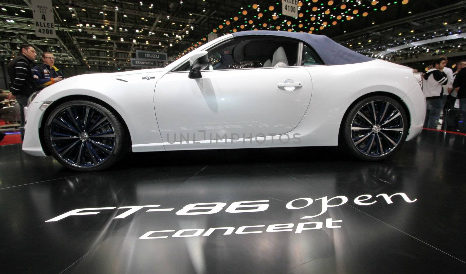 GENEVA - MARCH 8 : white Toyota FT-86 open concept on display at the 83st International Motor Show Palexpo - Geneva on March 8, 2013 in Geneva, Switzerland.