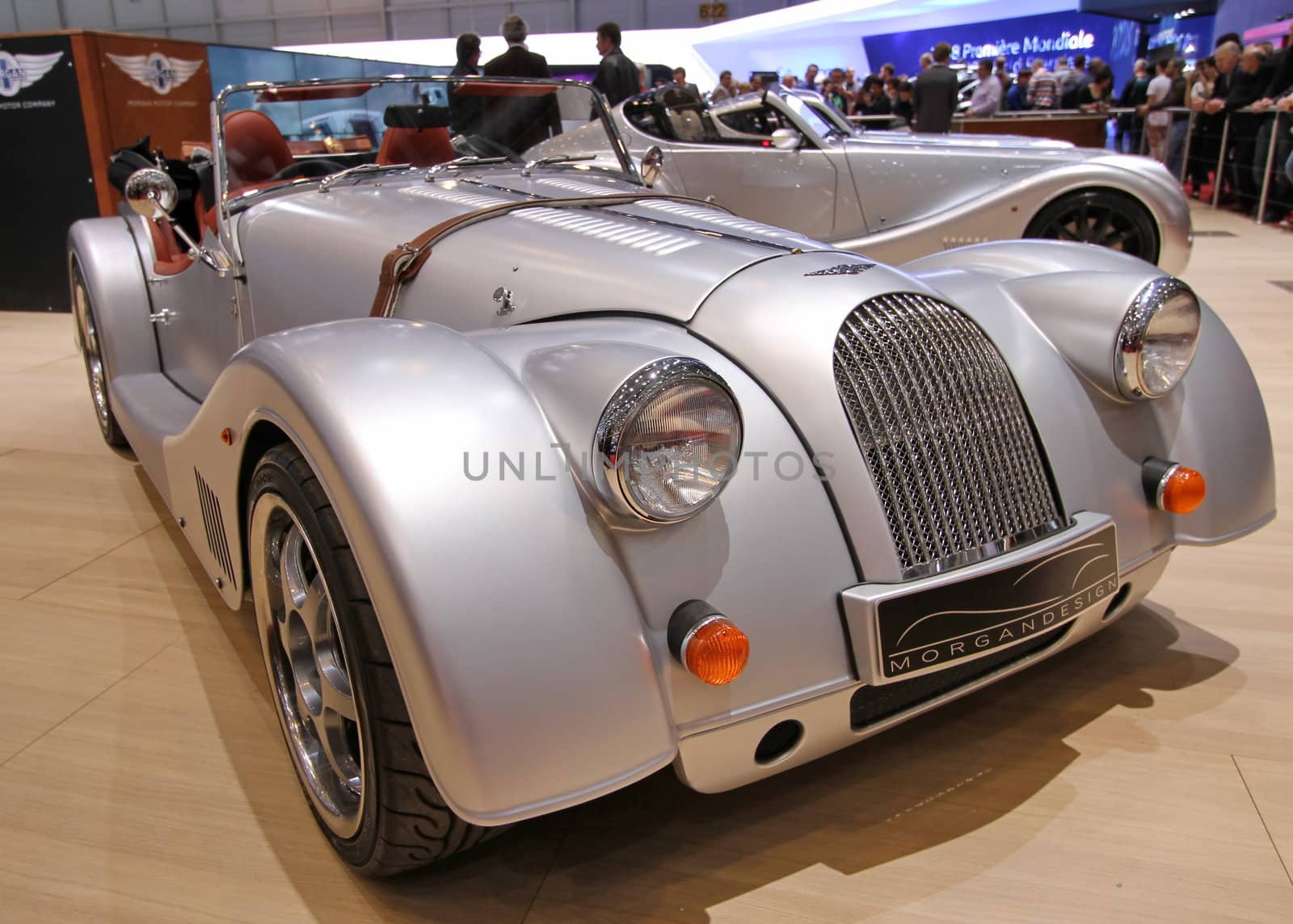 GENEVA - MARCH 8 : grey Morgan on display at the 83st International Motor Show Palexpo - Geneva on March 8, 2013 in Geneva, Switzerland.