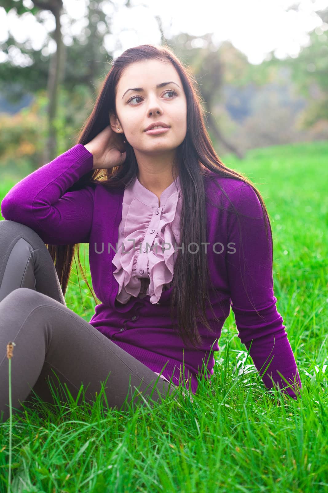 portrait of a beautiful young woman outdoor