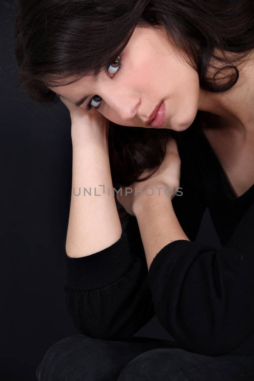 close-up portrait of gorgeous brunette by phovoir