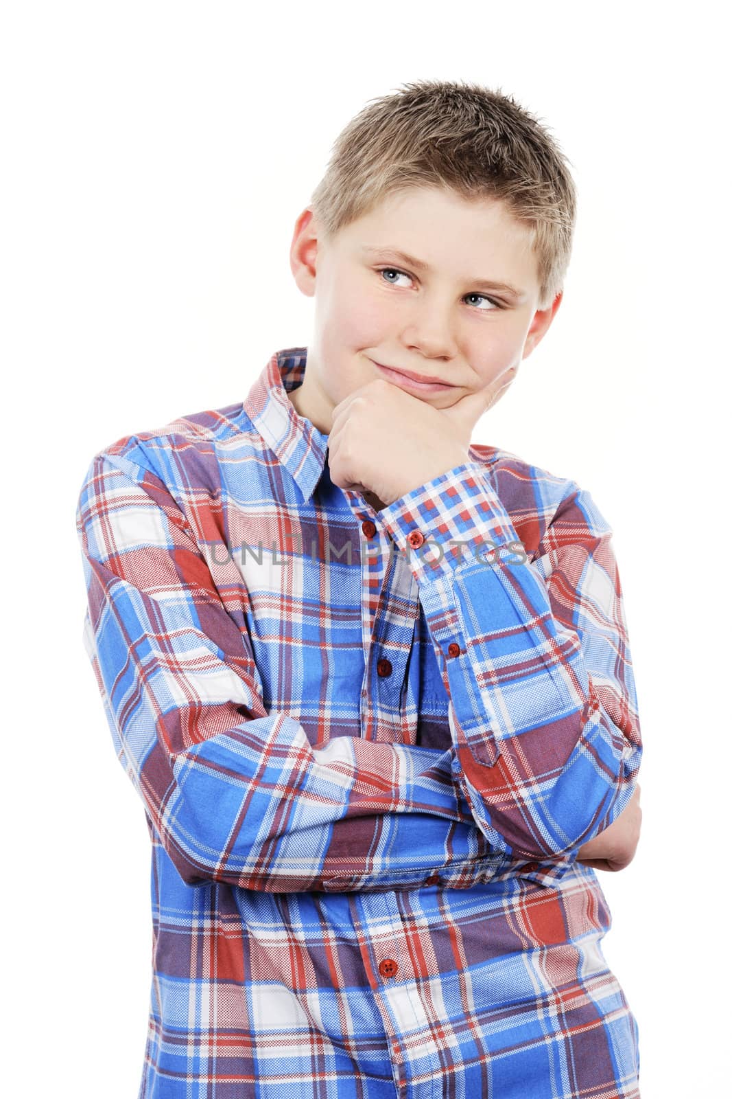 little boy isolated on a white background 