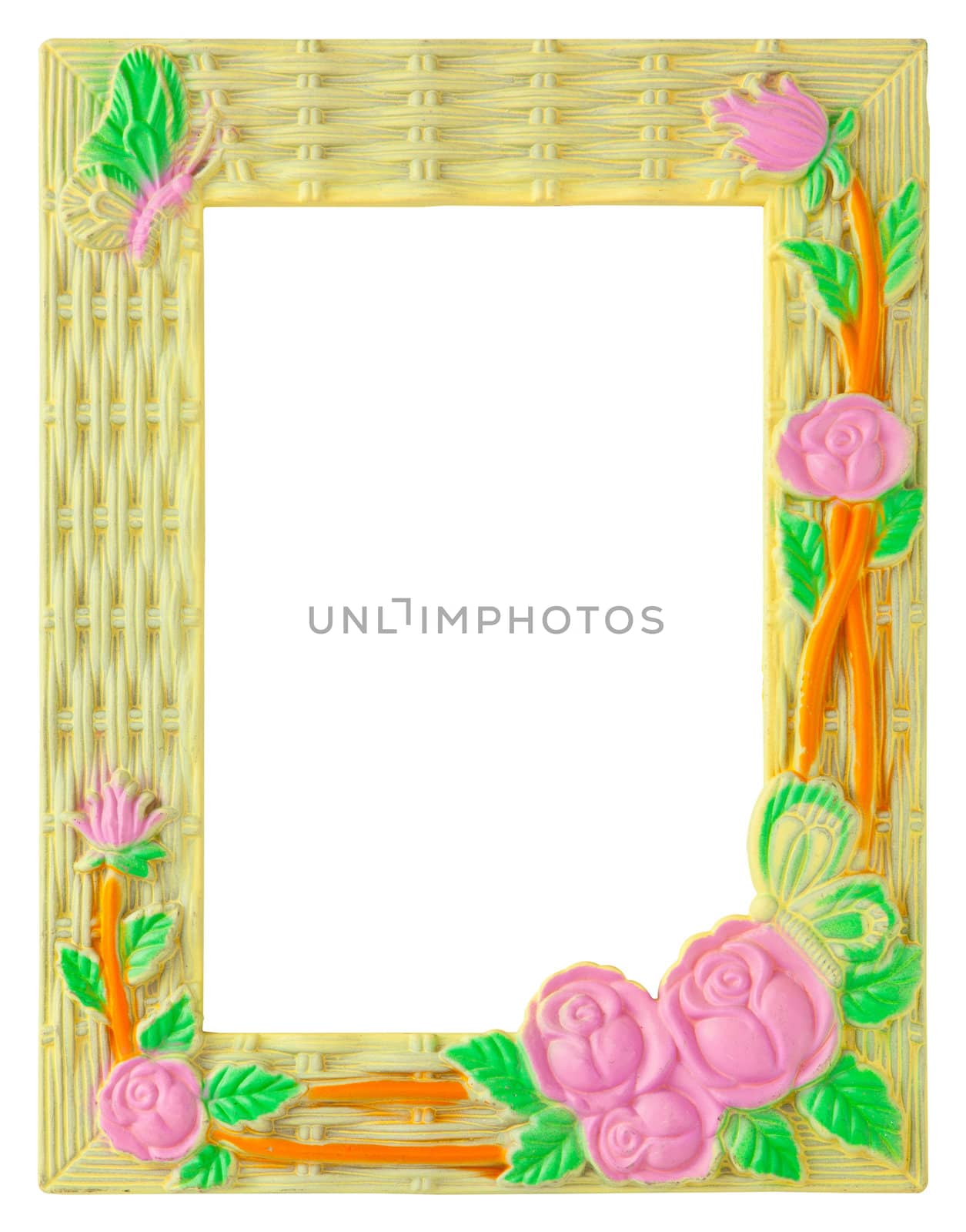 flower wood frame isolated on white background