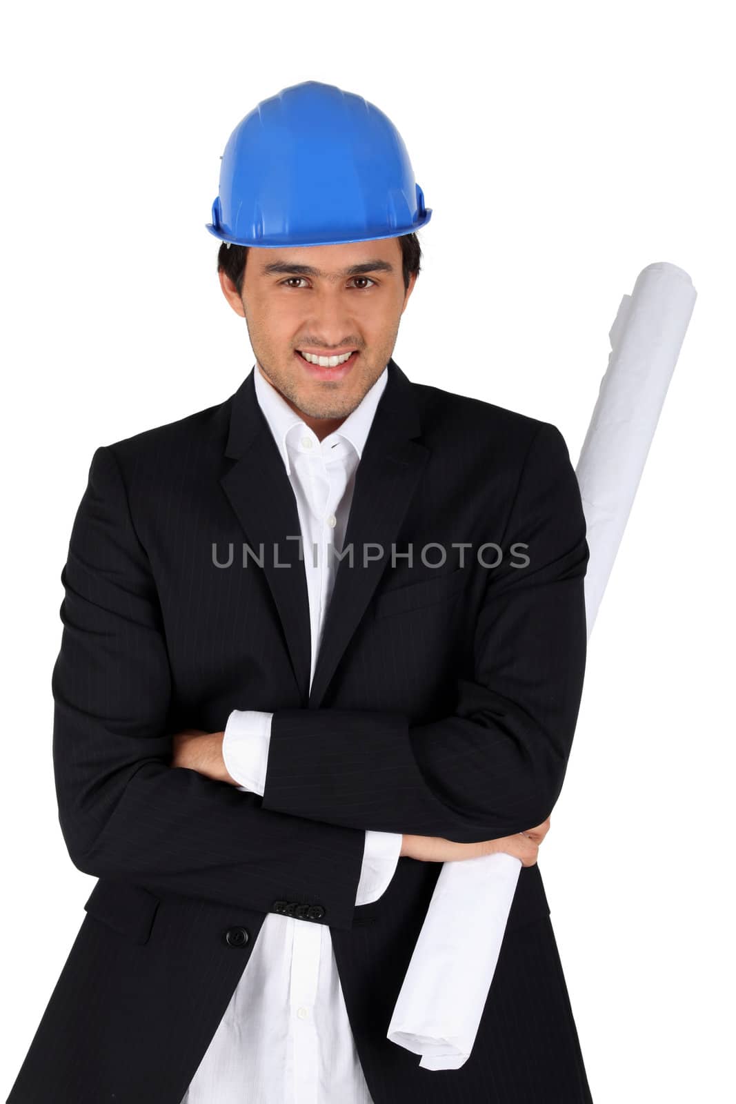 Businessman with architect plan