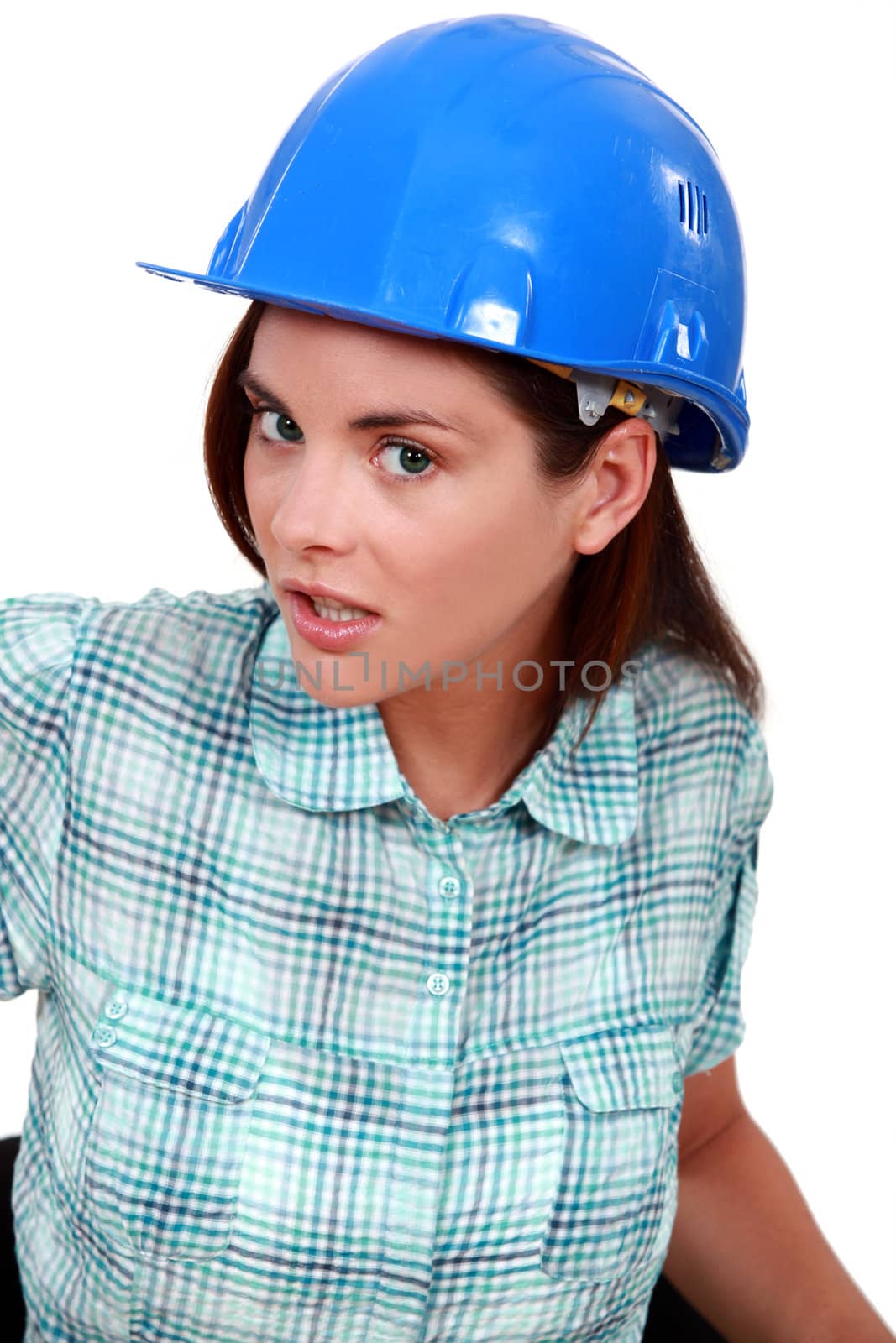 An unhappy female manual worker.
