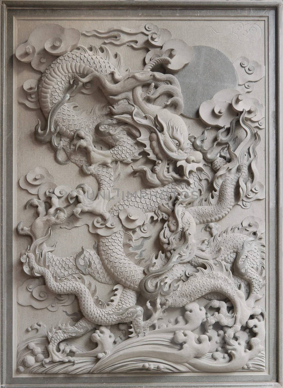 Chinese Dragon Granite Stone Carving by jpldesigns