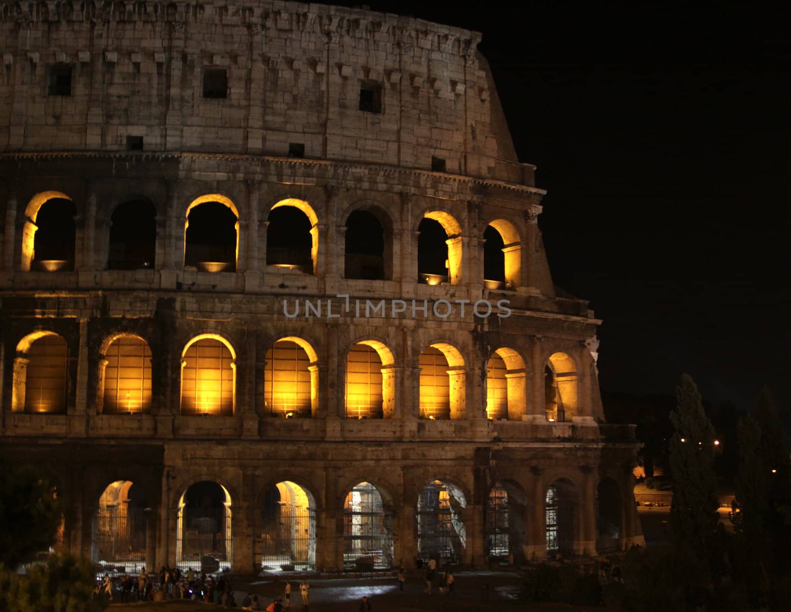 The Colesseum in Rome, Italy.  Built completed in 80 AD.  It was built by the Emperors Vespasian and Titus.