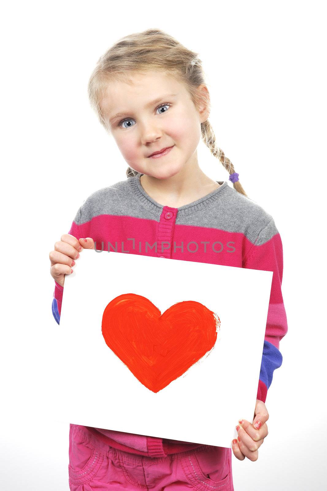 Drawn heart in girl hands